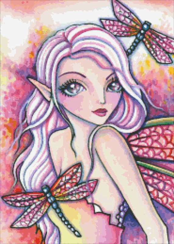 Diamond Painting Canvas - QS Pink Dragonfly - Click Image to Close