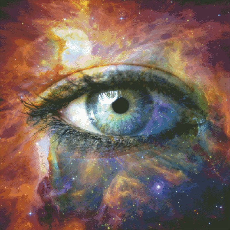 Diamond Painting Canvas - Human Eye Looking In Universe - Click Image to Close