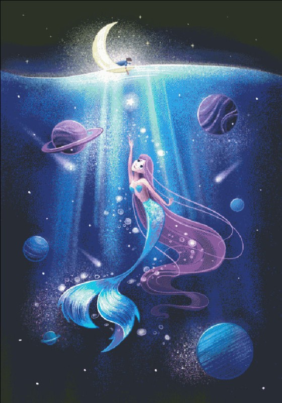 Mermaid In A Cosmic Sea - Click Image to Close