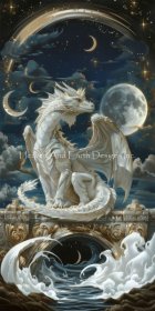 Diamond Painting Canvas - Silver Moon Dragon