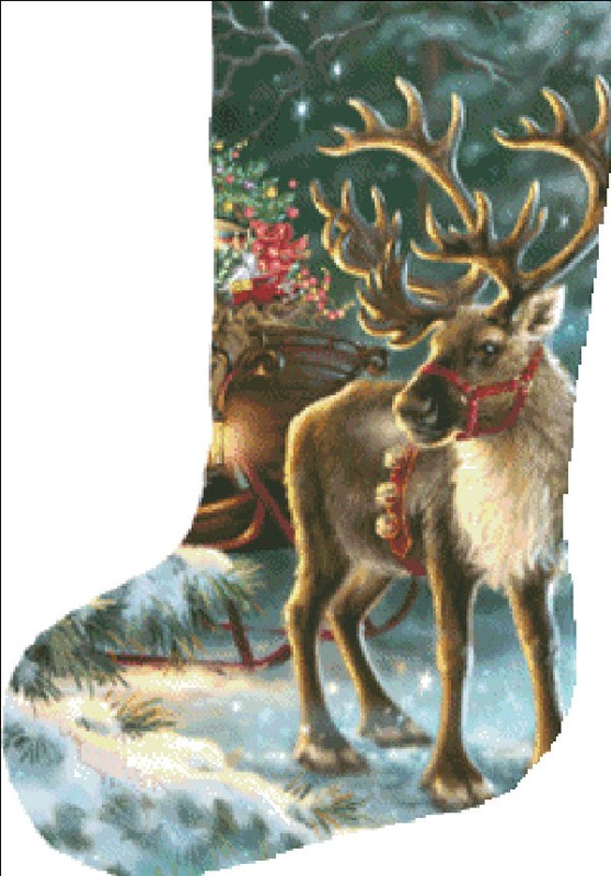 Stocking The Enchanted Christmas Reindeer Reversed - Click Image to Close