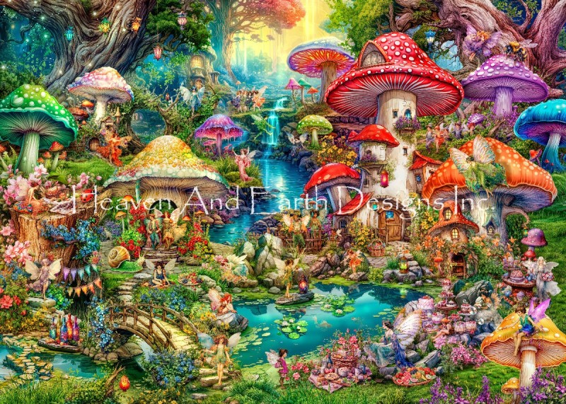 Supersized Merry Mushroom Village Picnic Max Colors - Click Image to Close