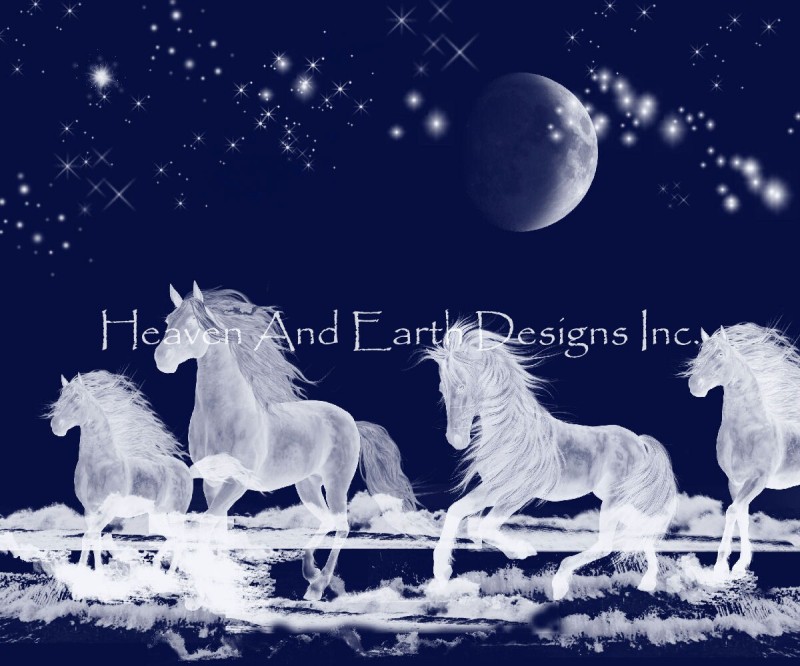 Silver Moon Ocean Spirit Horses No Background - Click Image to Close