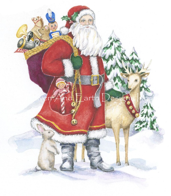 Santa and Reindeer - Click Image to Close