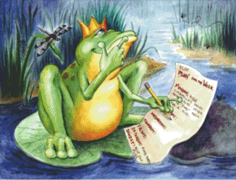 Diamond Painting Canvas - Mini The Frog Princes Plan - Click Image to Close