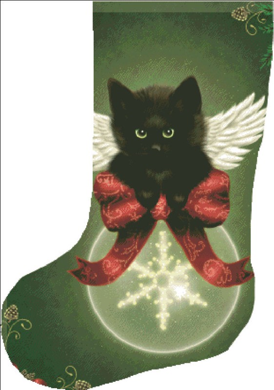 Stocking Merry Little Christmas Cat - Click Image to Close