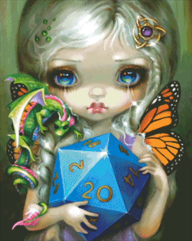 Diamond Painting Canvas - Mini 20 Sided Dice Fairy - Click Image to Close