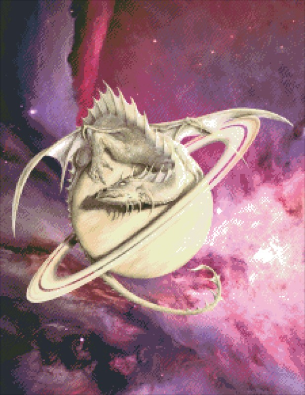 Diamond Painting Canvas - Mini Saturn Dragon - Click Image to Close