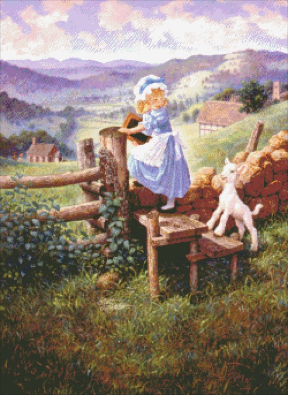 Diamond Painting Canvas - Mini Mary Had A Little Lamb - Click Image to Close