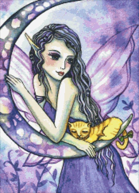 Diamond Painting Canvas - QS Kitty Moon Fairy - Click Image to Close