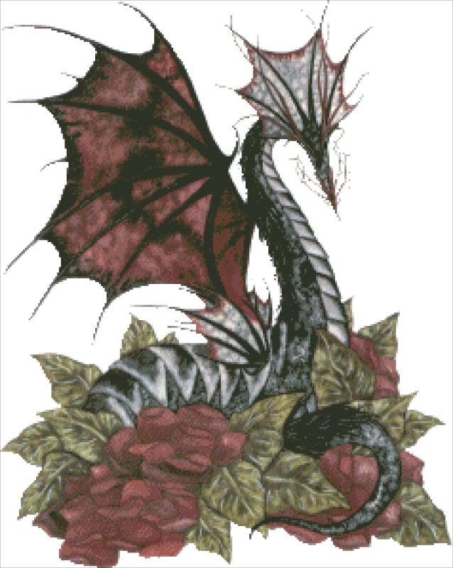 Diamond Painting Canvas - Mini Black Dragon - Click Image to Close