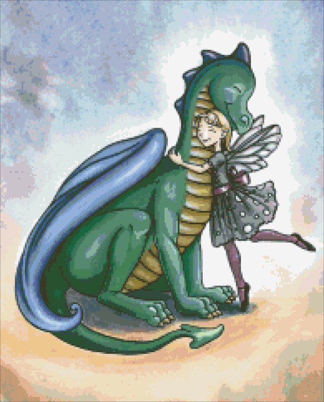 Diamond Painting Canvas - QS Dragon Hug - Click Image to Close