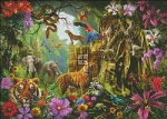 Dark Jungle Temple And Tigers