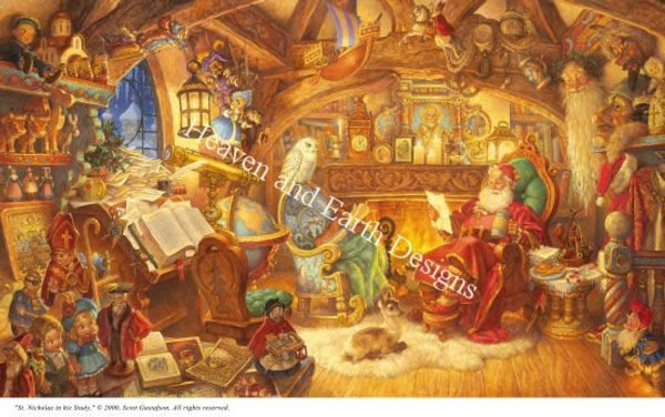St. Nick in His Study
