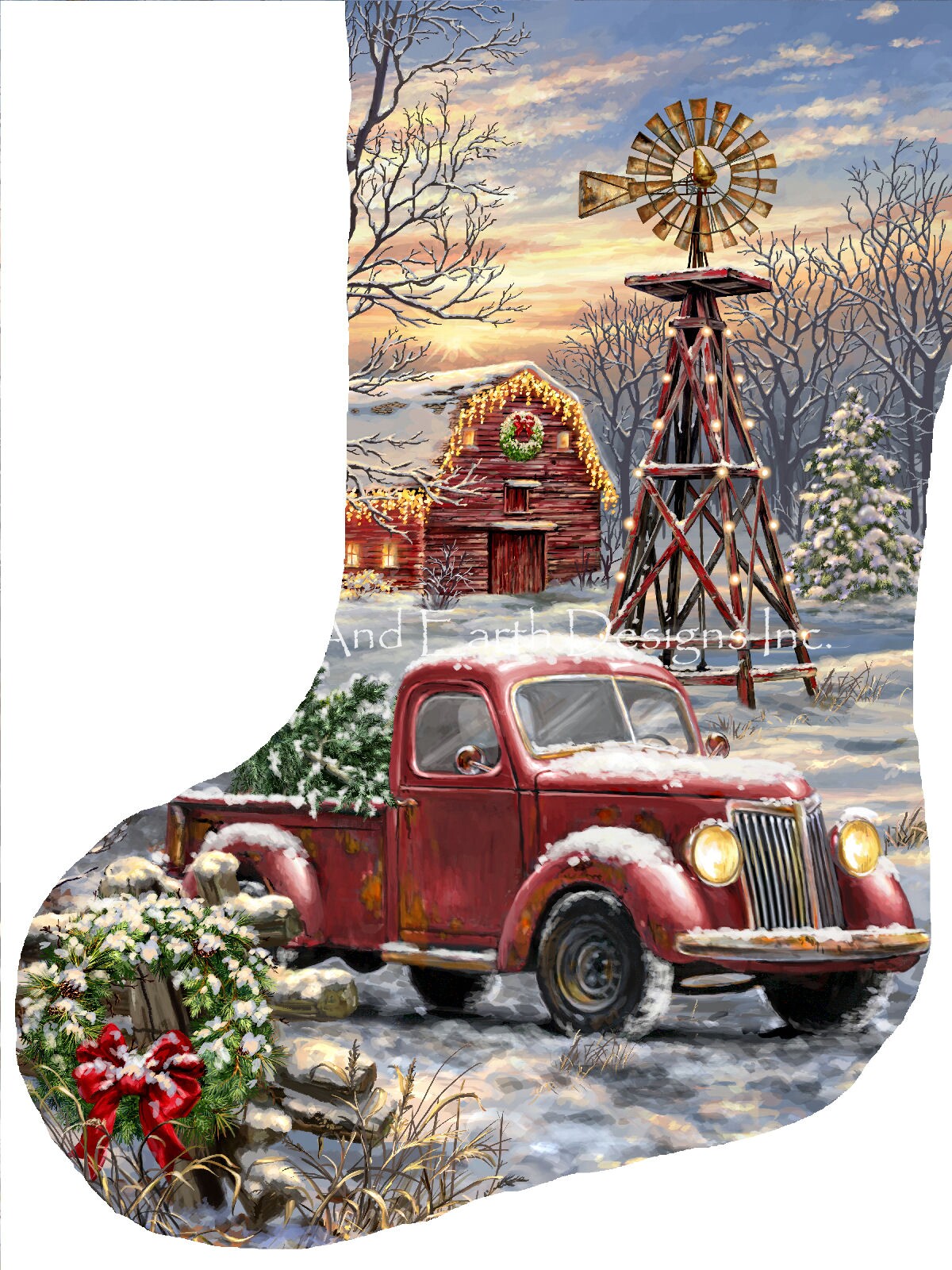 Stocking Christmas Tree Farm 2 Cross Stitch By Dona Gelsinger